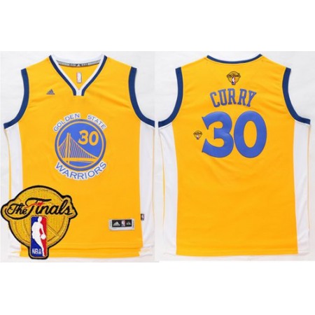 Warriors #30 Stephen Curry Gold The Finals Patch Stitched NBA Jersey