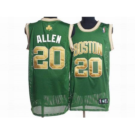 Celtics #20 Ray Allen Stitched Green Gold Number NBA Jersey