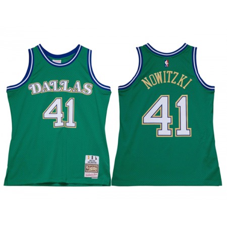 Men's Dallas Mavericks #41 Dirk Nowitzki Green Stitched Jersey