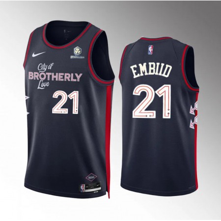 Men's Philadelphia 76ers #21 Joel Embiid Navy Stitched Basketball Jersey