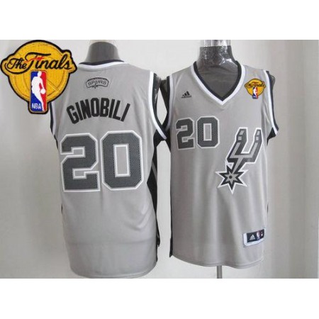 Spurs #20 Manu Ginobili Grey Alternate Finals Patch Stitched NBA Jersey