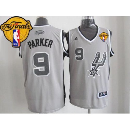 Spurs #9 Tony Parker Grey Alternate Finals Patch Stitched NBA Jersey
