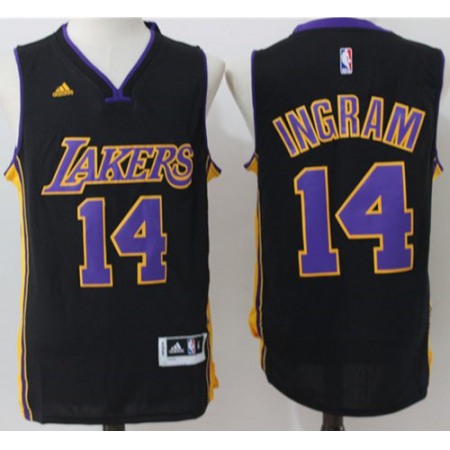 Lakers #14 Brandon Ingram Black(Purple NO.) Stitched NBA Jersey