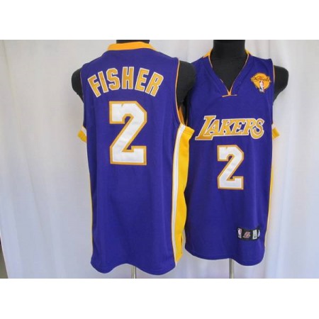 Lakers #2 Derek Fisher Stitched Purple Final Patch NBA Jersey