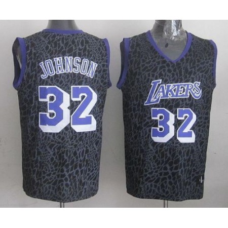Lakers #32 Magic Johnson Purple Crazy Light Stitched NBA Jersey