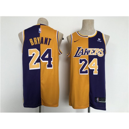 Men's Los Angeles Lakers #24 Kobe Bryant Purple/Gold Split Stitched Basketball Jersey