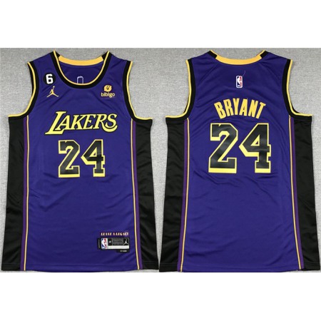 Men's Los Angeles Lakers #24 Kobe Bryant Purple With NO.6 Patch Stitched Basketball Jersey