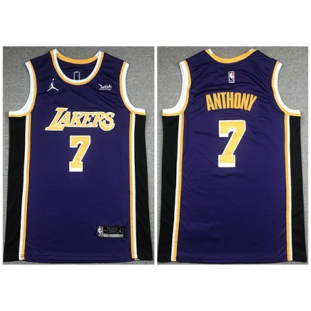 Men's Los Angeles Lakers #7 Carmelo Anthony Purple Stitched Basketball Jersey