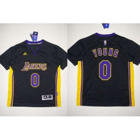 Revolution 30 Lakers #0 Nick Young Black(Purple NO.) Stitched NBA Jersey