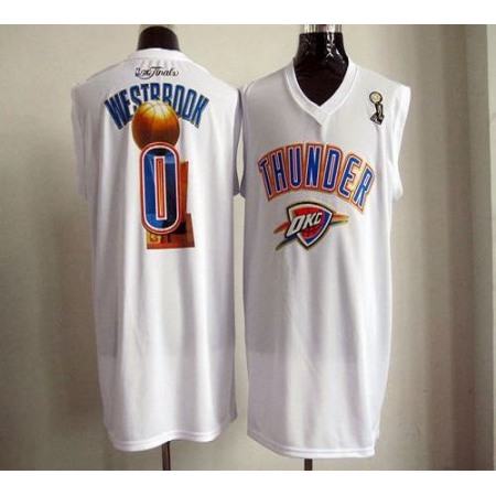 2012 NBA Finals Thunder #0 Russell Westbrook White Stitched NBA Jersey