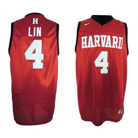 Knicks #4 Jeremy Lin Red Harvard University Stitched NBA Jersey