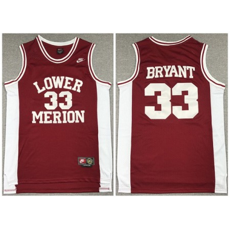 Men's Los Angeles Lakers #33 Kobe Bryant Red Lower Merion High School Stitched Jersey