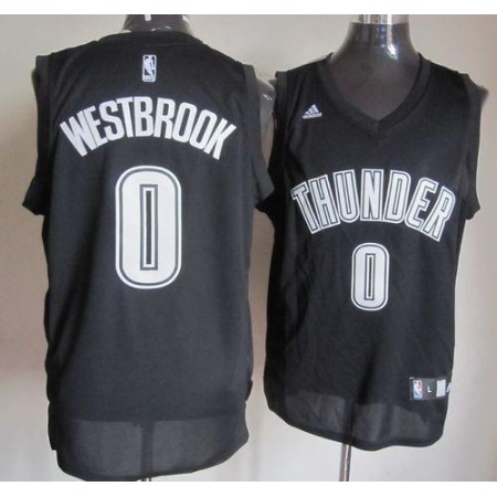 Thunder #0 Russell Westbrook Black/White Stitched NBA Jersey