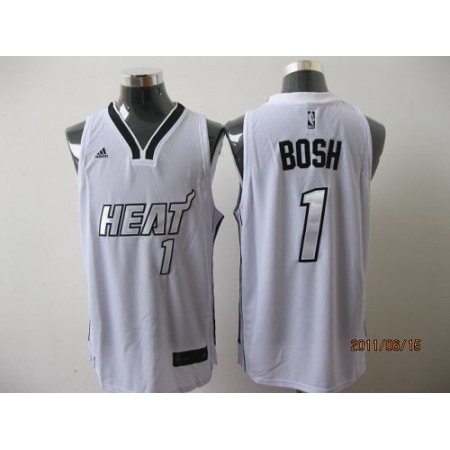 Heat #1 Chris Bosh White Silver No. Stitched NBA Jersey