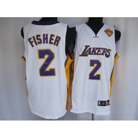 Lakers #2 Derek Fisher Stitched White Final Patch NBA Jersey
