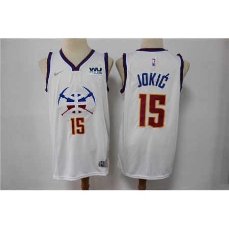 Men's Denver Nuggets #15 Nikola Jokic White Stitched Jersey