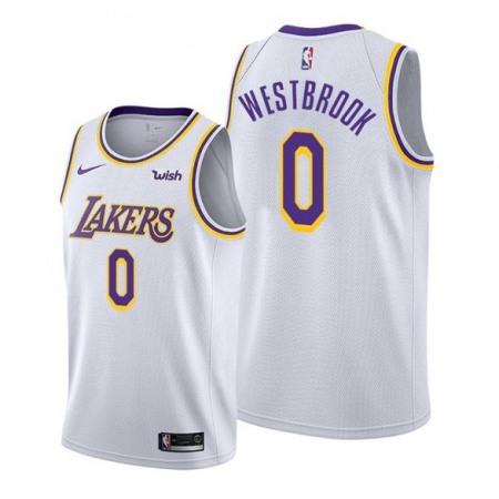 Men's Los Angeles Lakers #0 Russell Westbrook White Stitched Basketball Jersey