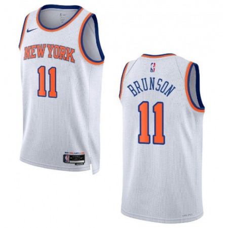 Men's New Yok Knicks #11 Jalen Brunson White With N0.6 patch Stitched Basketball Jersey
