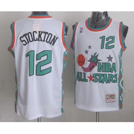 Mitchell And Ness Jazz #12 John Stockton White 1996 All star Stitched NBA Jersey