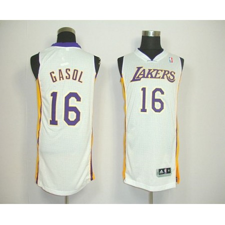 Revolution 30 Lakers #16 Pau Gasol White Stitched NBA Jersey
