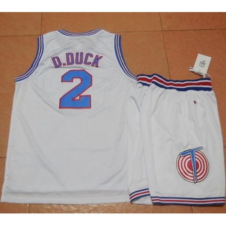 Space Jam Tune Squad #2 Daffy Duck White Stitched Basketball Jersey
