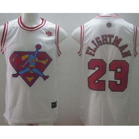 Bulls #23 Michael Jordan White Flightman Stitched NBA Jersey