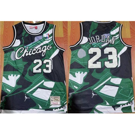 Men's Chicago Bulls #23 Michael Jordan Green/White/Black Stitched Basketball Jersey