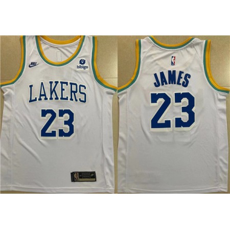 Men's Los Angeles Lakers #23 LeBron James White Stitched Basketball Jersey