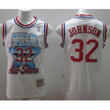 Mitchell And Ness Lakers #32 Magic Johnson White 1993 All Star Stitched NBA Jersey