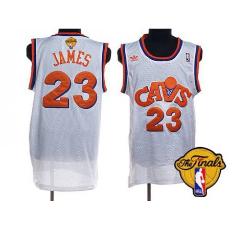 Mitchell and Ness Cavaliers #23 LeBron James White CAVS The Finals Patch Stitched NBA Jersey