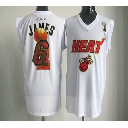 2012 NBA Finals Heat #6 LeBron James White Stitched NBA Jersey