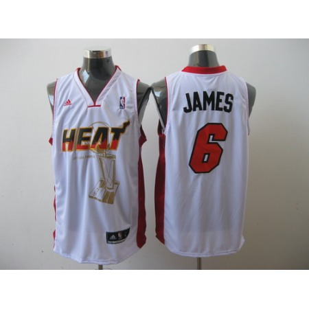 Heat 2011 Championship #6 LeBron James White Stitched NBA Jersey