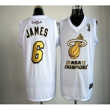 Heat #6 LeBron James White Majestic 2012 NBA Champions Stitched NBA Jersey