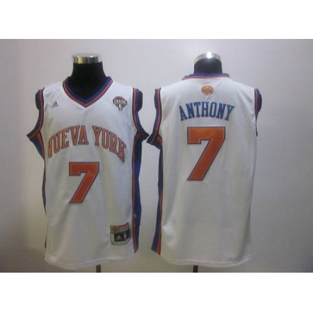 Knicks #7 Carmelo Anthony White Latin Nights Stitched NBA Jersey