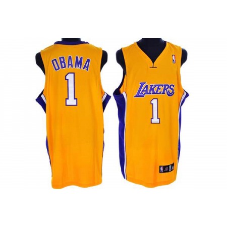 Lakers #1 President Obama Stitched Yellow NBA Jersey