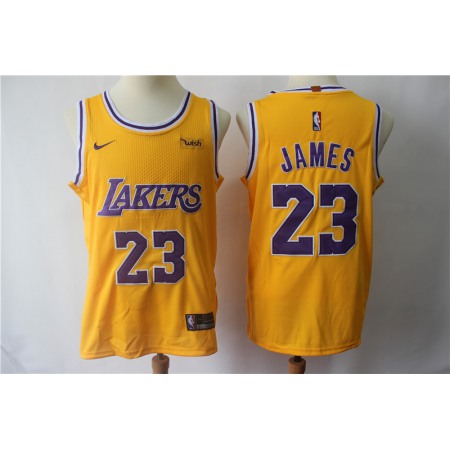 Men's Los Angeles Lakers #23 LeBron James Yellow Nike Authentic Stitched Jersey