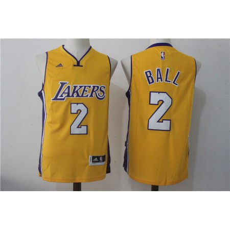 Men's Los Angeles Lakers #2 Ball Yellow Stitched NBA Jersey