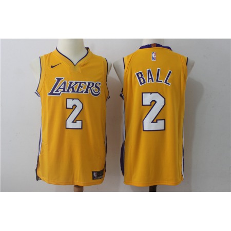 Men's Nike Los Angeles Lakers #2 Lonzo Ball Yellow Stitched NBA Jersey