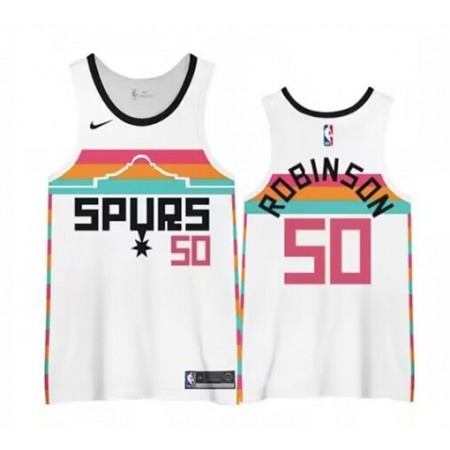Men's San Antonio Spurs #50 David Robinson White Stitched Basketball Jersey