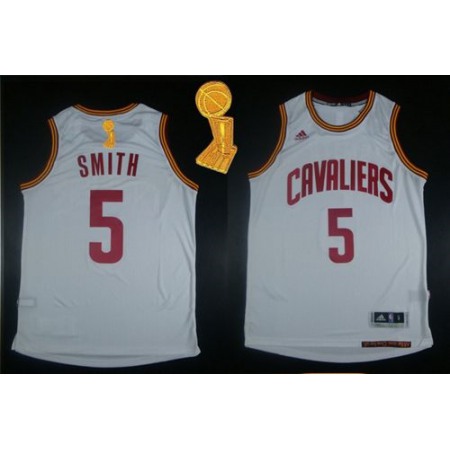 Revolution 30 Cavaliers #5 J.R. Smith White The Champions Patch Stitched NBA Jersey