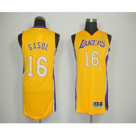 Revolution 30 Lakers #16 Pau Gasol Yellow Stitched NBA Jersey