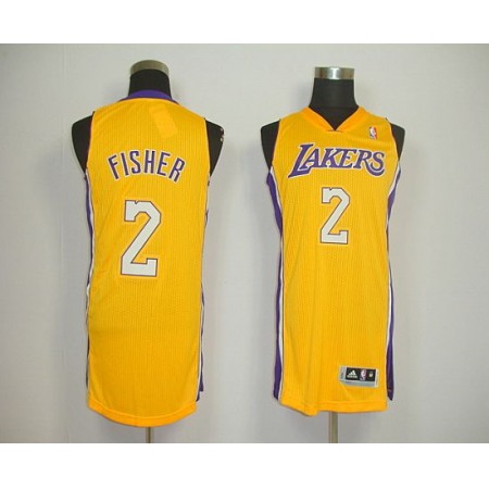 Revolution 30 Lakers #2 Derek Fisher Yellow Stitched NBA Jersey