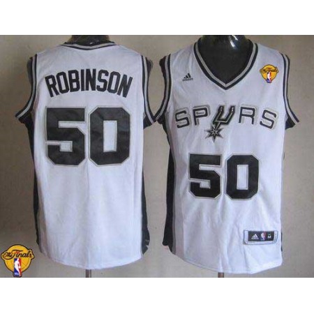 Revolution 30 Spurs #50 David Robinson White Finals Patch Stitched NBA Jersey