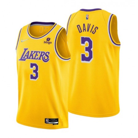 Men's Los Angeles Lakers #3 Anthony Davis Yellow 75th Anniversary Stitched Jersey