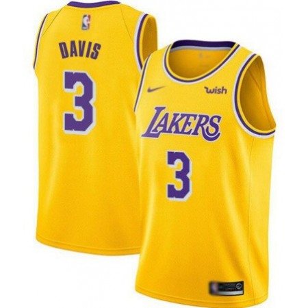 Men's Los Angeles Lakers #3 Anthony Davis Yellow Stitched NBA Jersey