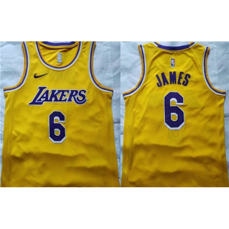 Men's Los Angeles Lakers #6 LeBron James Yellow Stitched Basketball Jersey