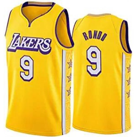 Men's Los Angeles Lakers #9 Rajon Rondo Stitched Yellow Jersey