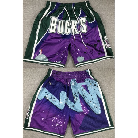 Men's Milwaukee Bucks Purple/Green Shorts (Run Small)