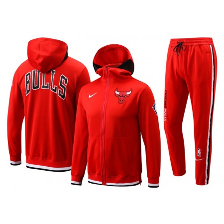 Men's Chicago Bulls 75th Anniversary Red Performance Showtime Full-Zip Hoodie Jacket And Pants Suit