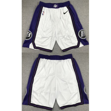 Men's Los Angeles Lakers White/Purple Shorts (Run Small)
